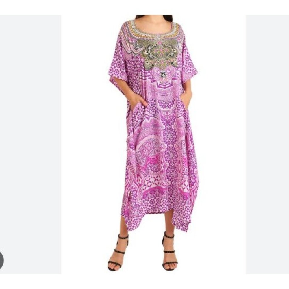 Miss Lavish London Boho Kaftan Dress Mumu Womens Size 14-18 Purple New